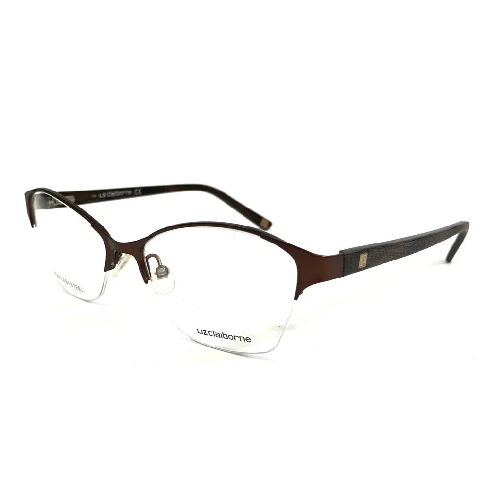 Liz Claiborne Eyeglasses Frames L623 0EW7 Dark Brown Cat Eye Half Rim 53-16-135